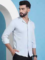 Firozi Self Design Cotton Formal Shirt for Men - SF_904Firozi_S