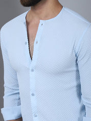 Firozi Self Design Cotton Formal Shirt for Men - SF_963Firozi_S