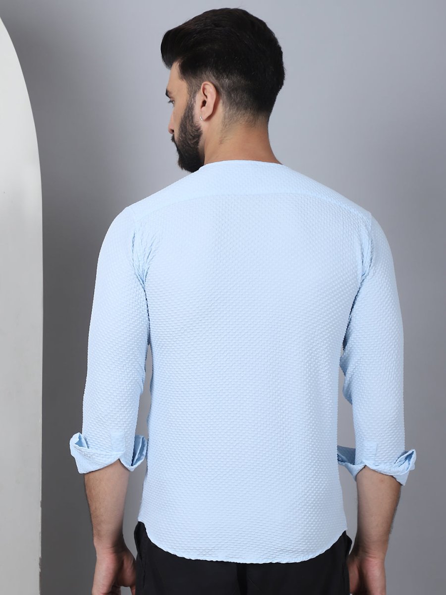 Firozi Self Design Cotton Formal Shirt for Men - SF_963Firozi_S