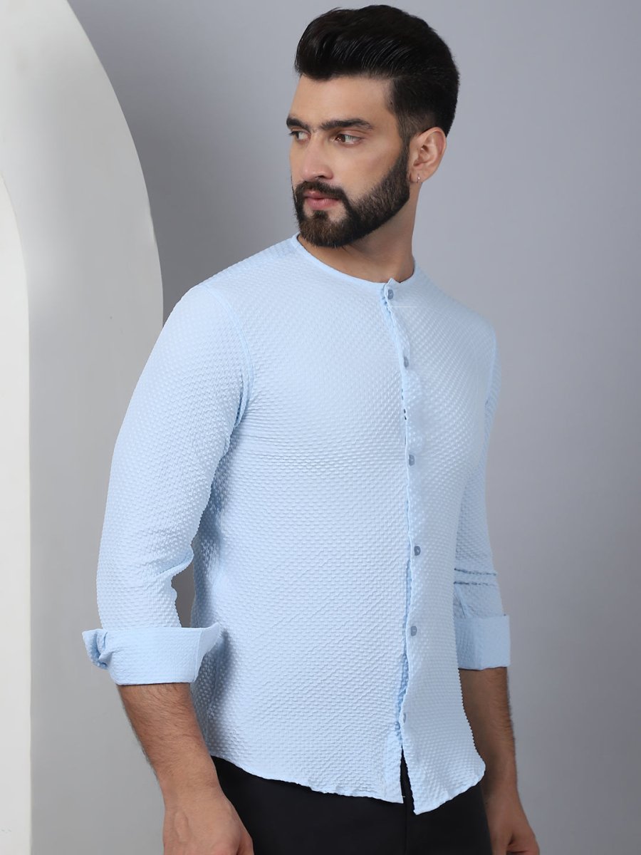 Firozi Self Design Cotton Formal Shirt for Men - SF_963Firozi_S