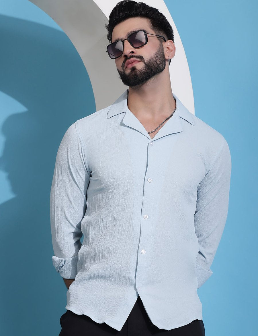 Firozi Self Design Cotton Formal Shirt for Men - SF_904Firozi_S