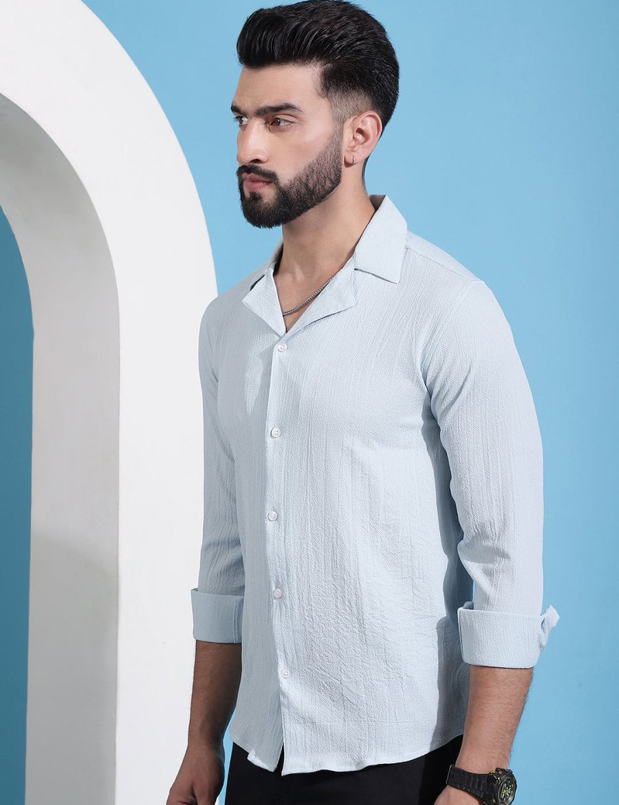 Firozi Self Design Cotton Formal Shirt for Men - SF_904Firozi_S