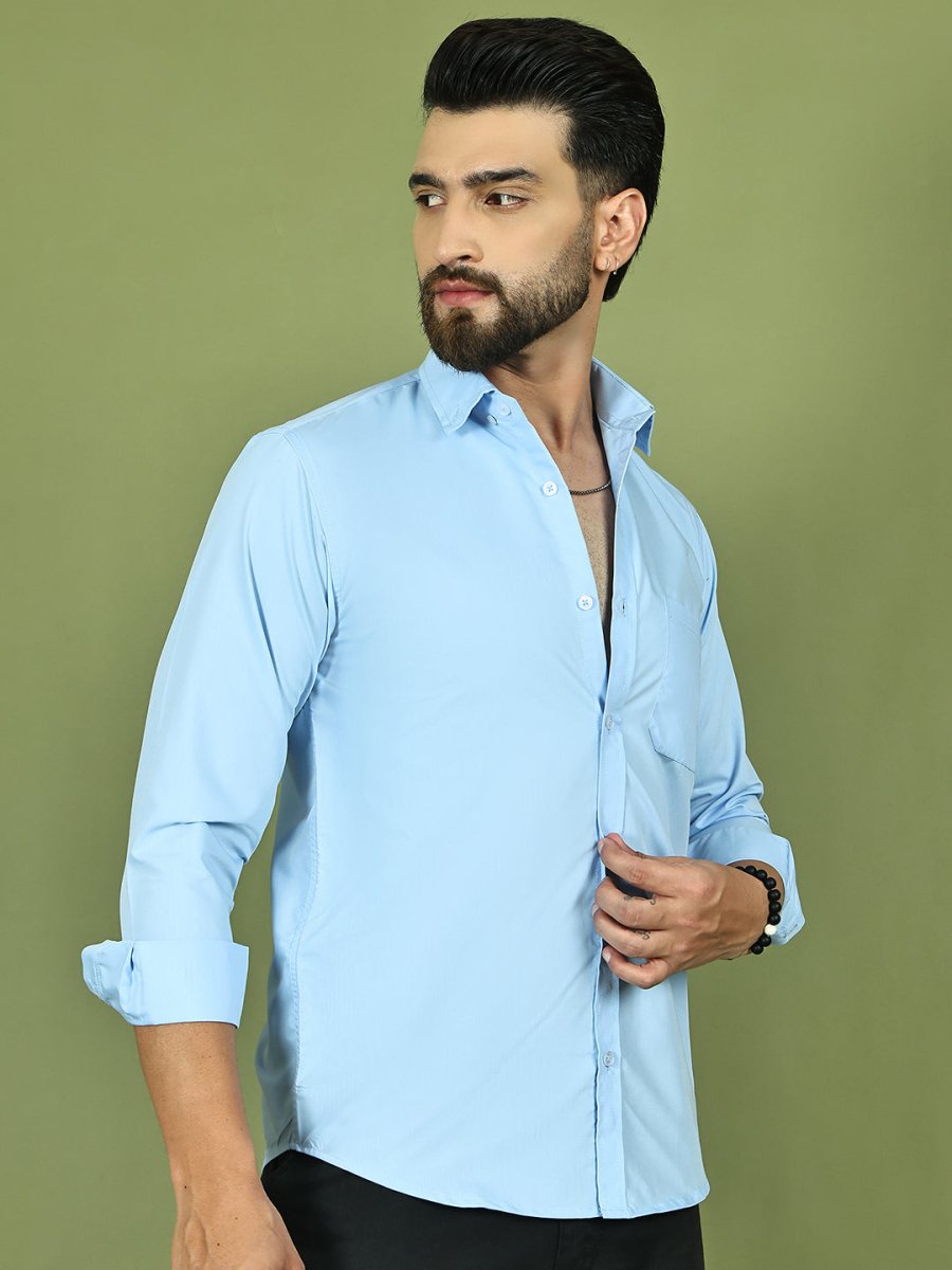 Firozi Solid Cotton Formal Shirt for Men - SF_9050Firozi_S