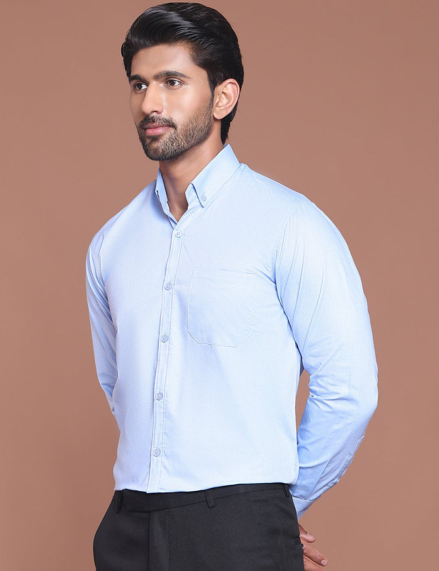 Firozi Solid Cotton Formal Shirt for Men - SF_9042Firozi_S