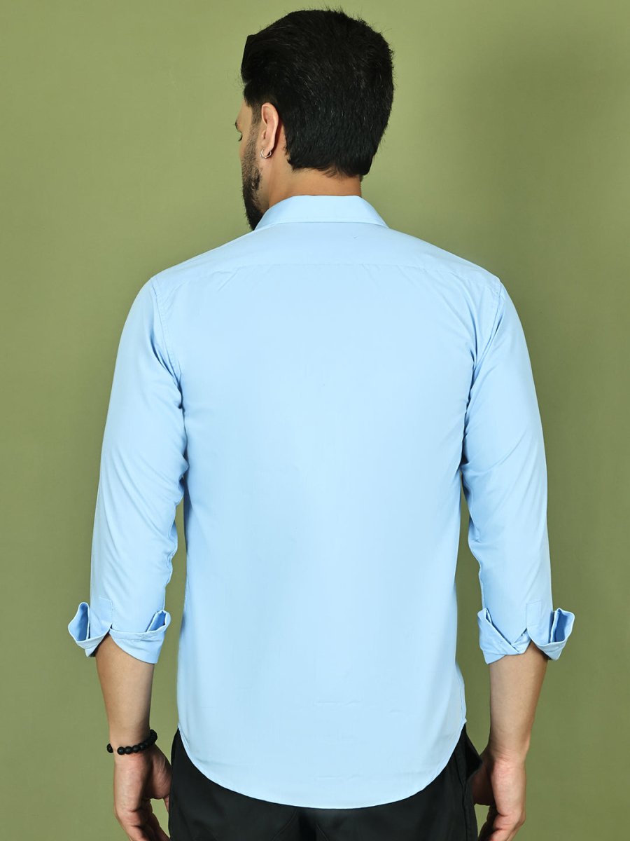 Firozi Solid Cotton Formal Shirt for Men - SF_9050Firozi_S