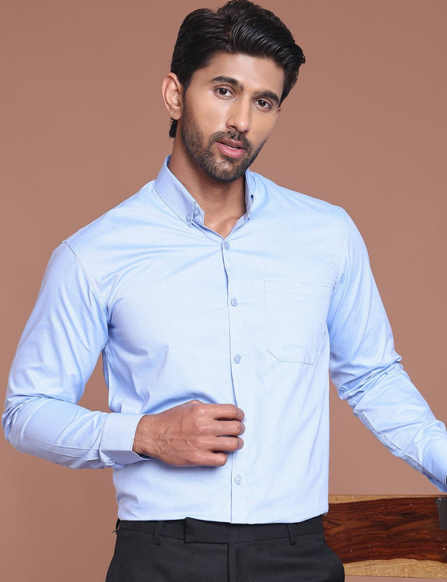 Firozi Solid Cotton Formal Shirt for Men - SF_9042Firozi_S