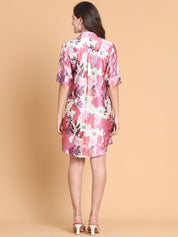 Floral Print A-Line Mini Dress for Women - JND_1042Pink_XS