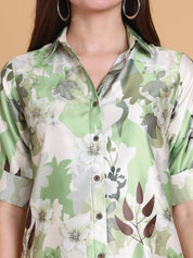 Floral Print A-Line Mini Dress for Women - JND_1042Green_XS
