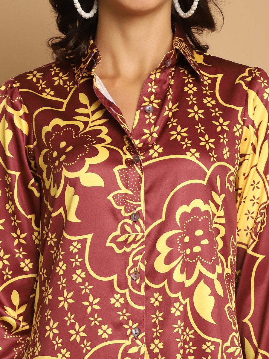 Floral Printed A-line Dress for Women - JND_1037Brown_XS