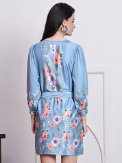 Floral Printed Above Knee Dress for Women - JND_1040Grey_XS