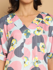 Floral Printed Asymmetric Dress For Women - JND_1035Coral_XS