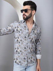 Floral Printed Casual Shirt For Men - SF_957Grey_S