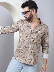 Floral Printed Casual Shirt For Men - SF_957Beige_S