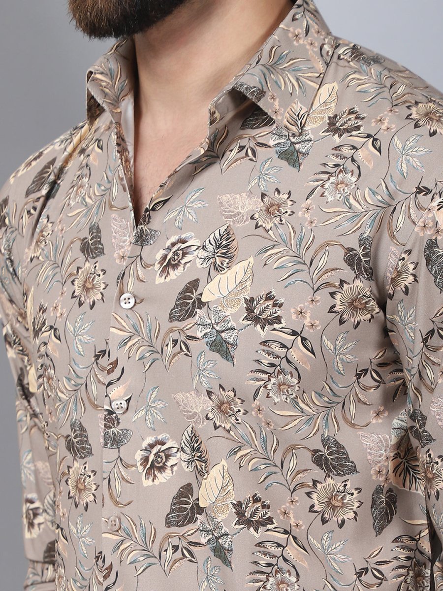 Floral Printed Casual Shirt For Men - SF_957Beige_S