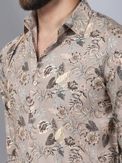 Floral Printed Casual Shirt For Men - SF_957Beige_S