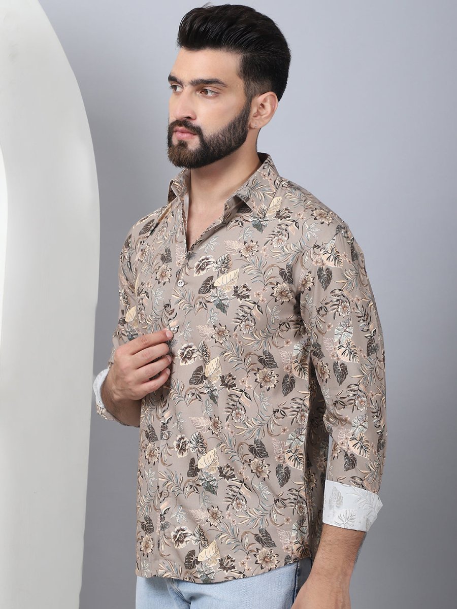 Floral Printed Casual Shirt For Men - SF_957Beige_S