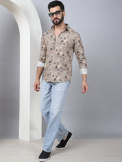Floral Printed Casual Shirt For Men - SF_957Beige_S