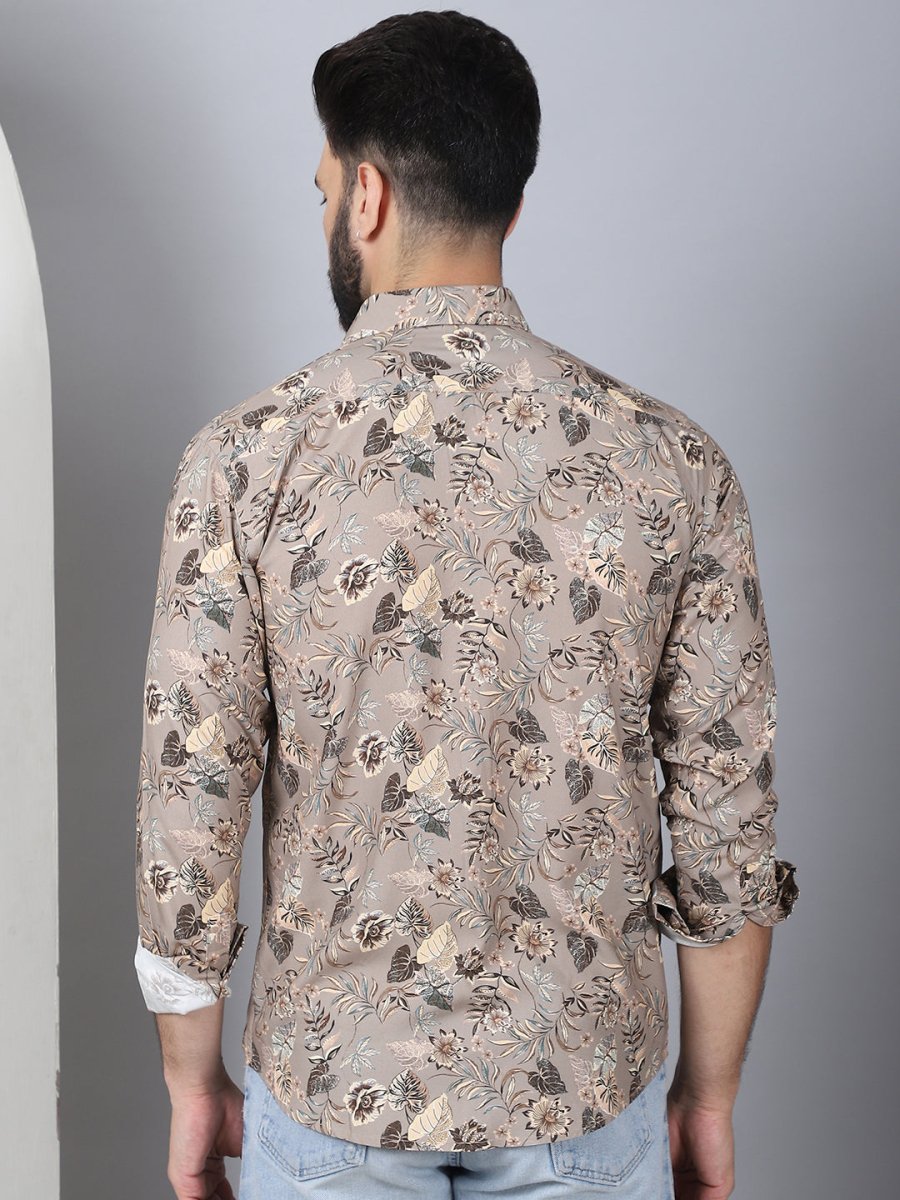 Floral Printed Casual Shirt For Men - SF_957Beige_S