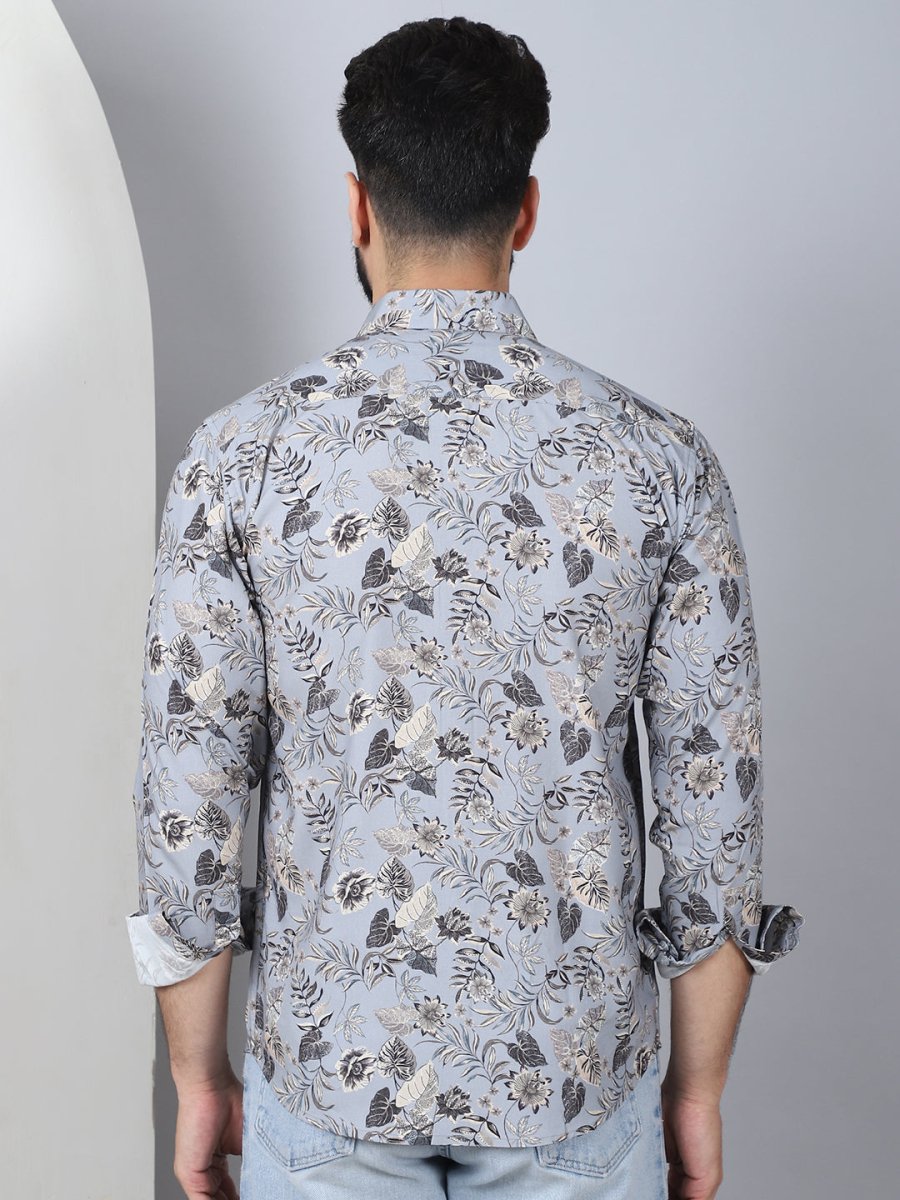 Floral Printed Casual Shirt For Men - SF_957Grey_S