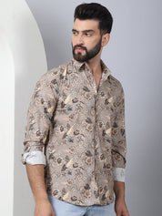 Floral Printed Casual Shirt For Men - SF_957Beige_S