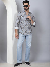 Floral Printed Casual Shirt For Men - SF_957Grey_S