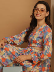 Floral Printed Dress - JND_1029Blue_XS