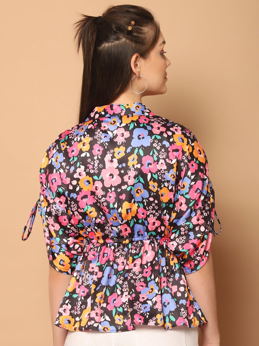 Floral Printed Peplum Top for Womens - JNT_2026Pink_XS