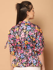 Floral Printed Peplum Top for Womens - JNT_2026Pink_XS