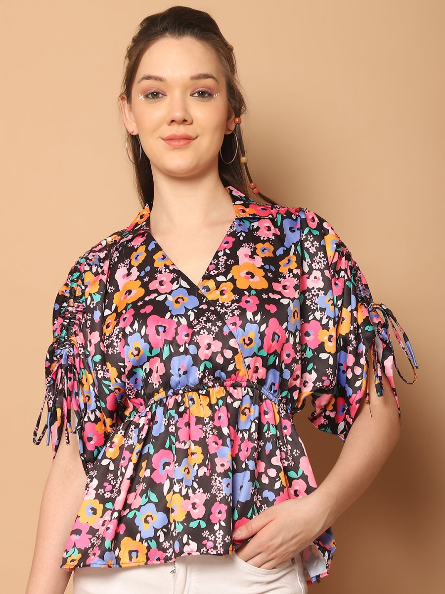 Floral Printed Peplum Top for Womens - JNT_2026Pink_XS