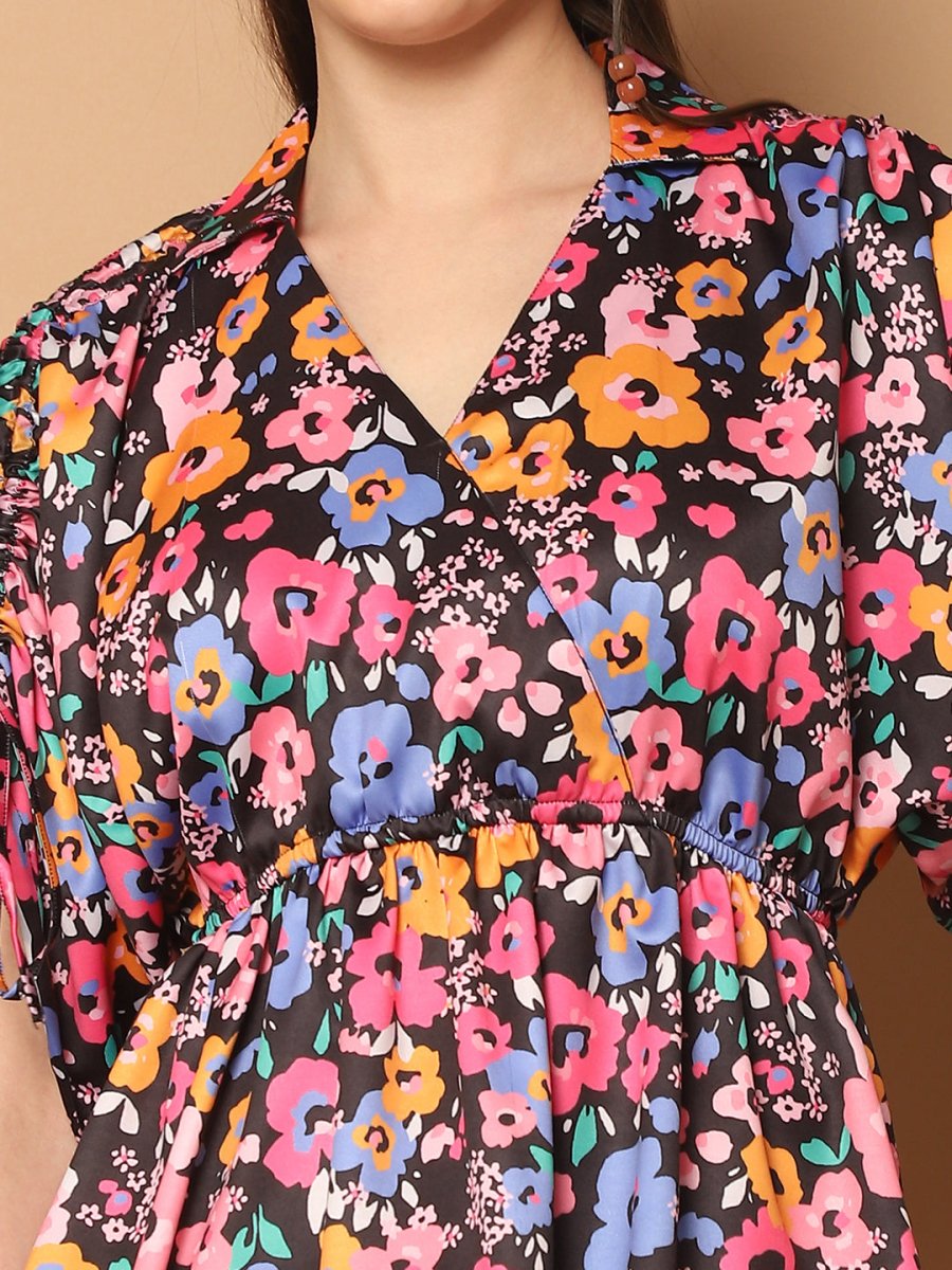Floral Printed Peplum Top for Womens - JNT_2026Pink_XS