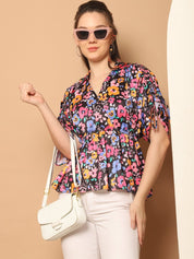 Floral Printed Peplum Top for Womens - JNT_2026Pink_XS