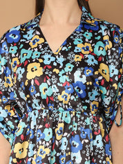 Floral Printed Peplum Top for Womens - JNT_2026Blue_XS