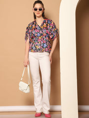 Floral Printed Peplum Top for Womens - JNT_2026Pink_XS