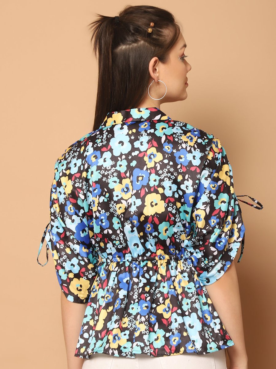 Floral Printed Peplum Top for Womens - JNT_2026Blue_XS