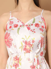 Floral Printed Shoulder Strap Maxi Dress - JND_1032White_XS