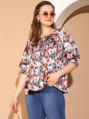 Floral Printed Top for Womens - JNT_2027Brown_XS