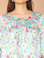 Floral Printed Top for Womens - JNT_2027Blue_XS