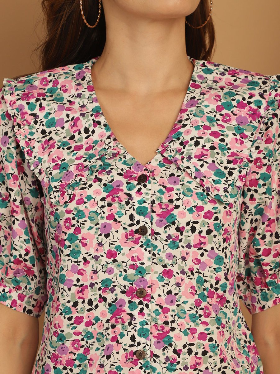 Floral Printed Women's Top - JNT_2022Pink_XS