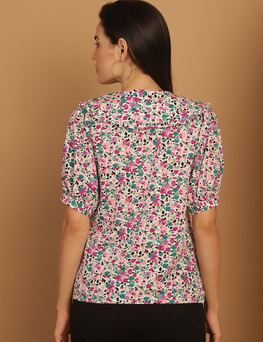 Floral Printed Women's Top - JNT_2022Pink_XS