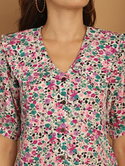 Floral Printed Women's Top - JNT_2022Pink_XS