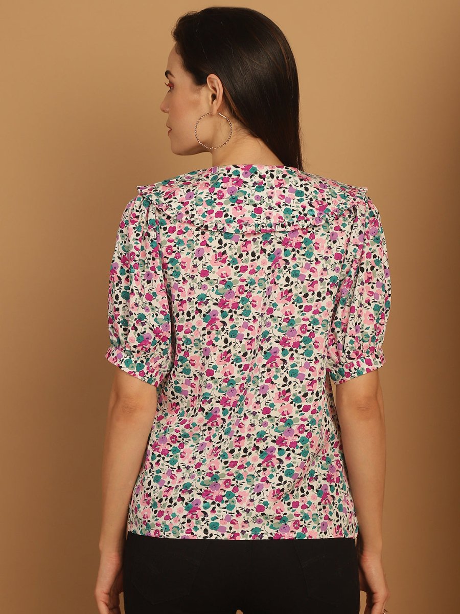 Floral Printed Women's Top - JNT_2022Pink_XS