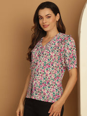 Floral Printed Women's Top - JNT_2022Pink_XS