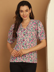 Floral Printed Women's Top - JNT_2022Pink_XS