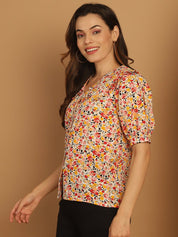 Floral Printed Women's Top - JNT_2022Orange_XS