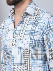 Geometric Printed Cotton Casual Shirt for Men - SF_969Blue_S