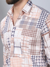 Geometric Printed Cotton Casual Shirt for Men - SF_969Brown_S