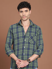 Green Checked Cotton Shirt for Men - SF_9033Green_S