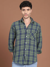 Green Checked Cotton Shirt for Men - SF_9033Green_S