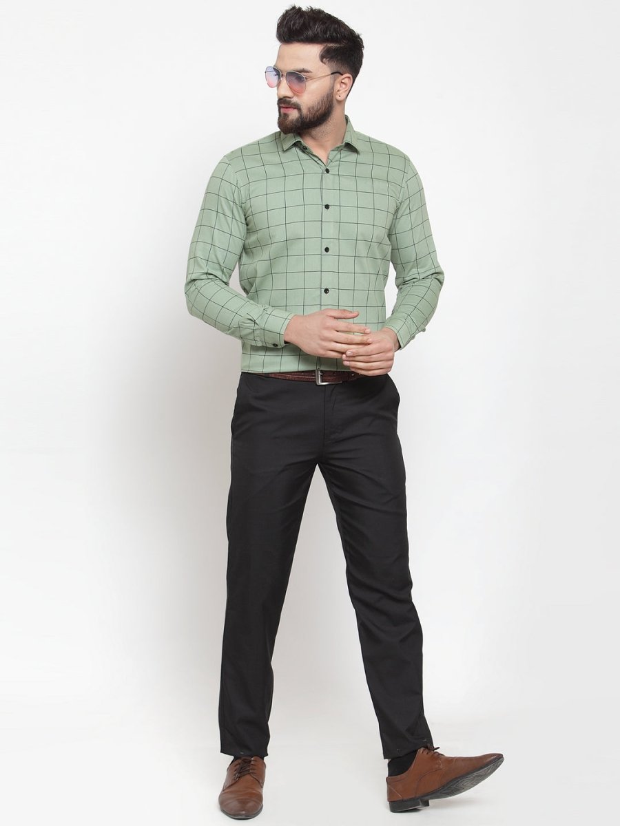 Green Checked Cotton Shirt for Men - SF_742Pista_S