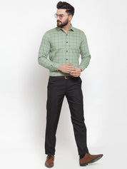 Green Checked Cotton Shirt for Men - SF_742Pista_S